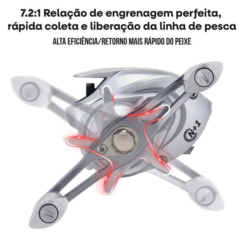 Carretilha Silver Wings com Alto Desempenho | 7.2:1 Relação|Drag 10Kg