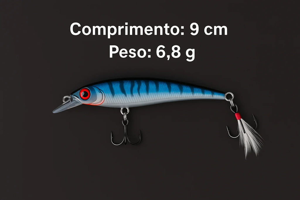 Iscas Artificiais Última Geração | Meia-água | Kit Completo 5 unidades + Caixa Organizadora