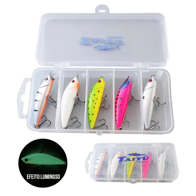 Iscas Minnow Luminosa |Afundamento Lento | 5 Unidades