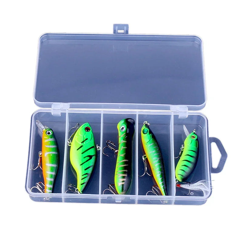 Kit Iscas Artificais Profissional | Modelos Variados | 5 Unidades