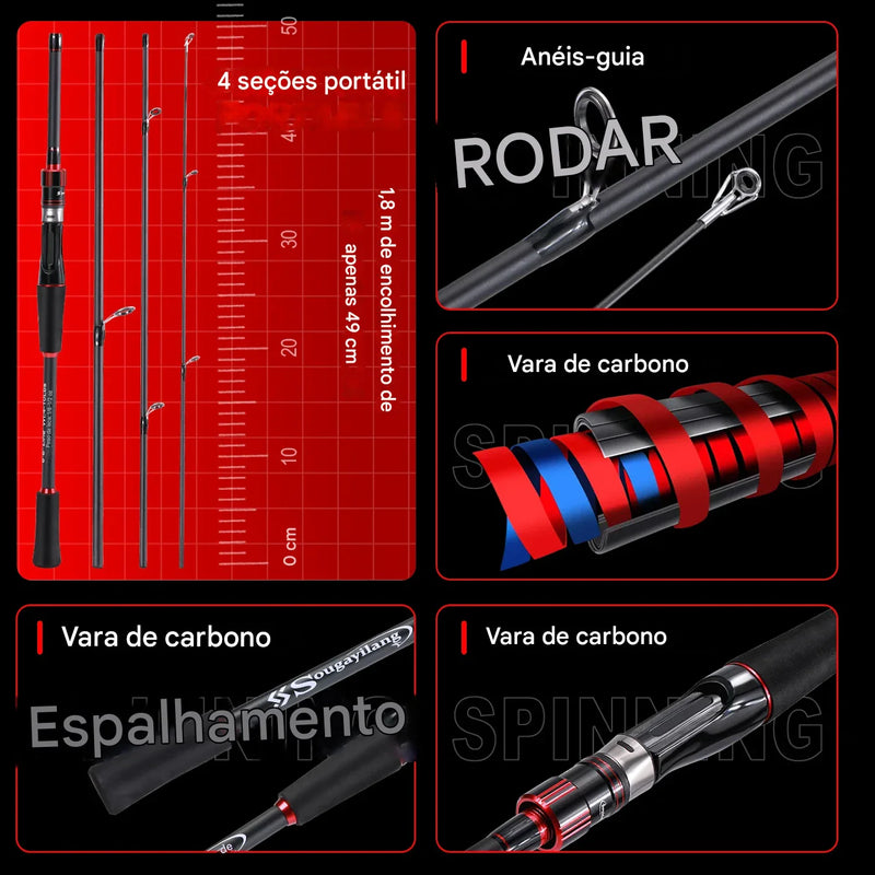 Vara de Pesca Sougayilang 1.8m-2.1m Max Drag 10kg