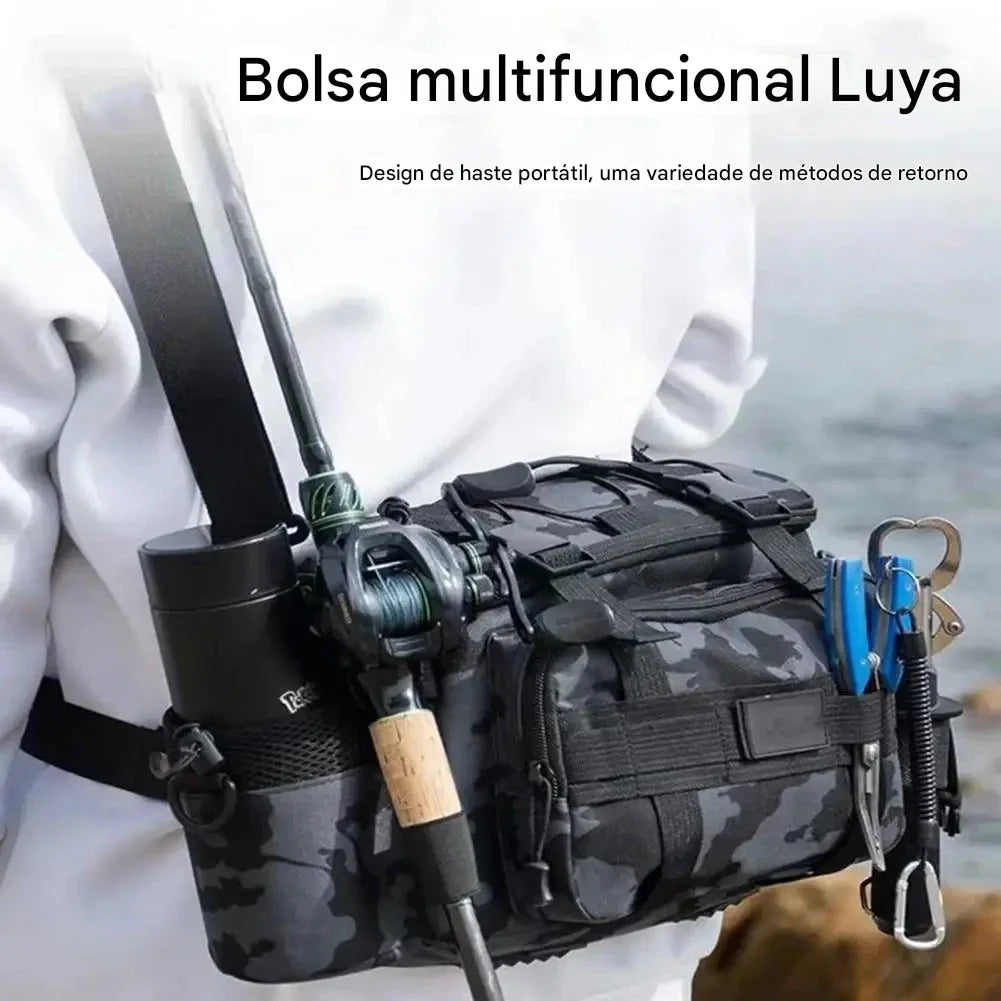 Bolsa de Pesca Multifuncional | Impermeável | Grande Capacidade |Em Tecido Oxford
