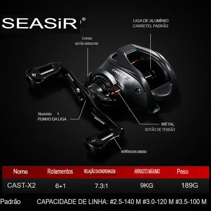 Carretilha Pescando Online Cast X2 | SEASIR - Drag 9 Kg - Pescando Online