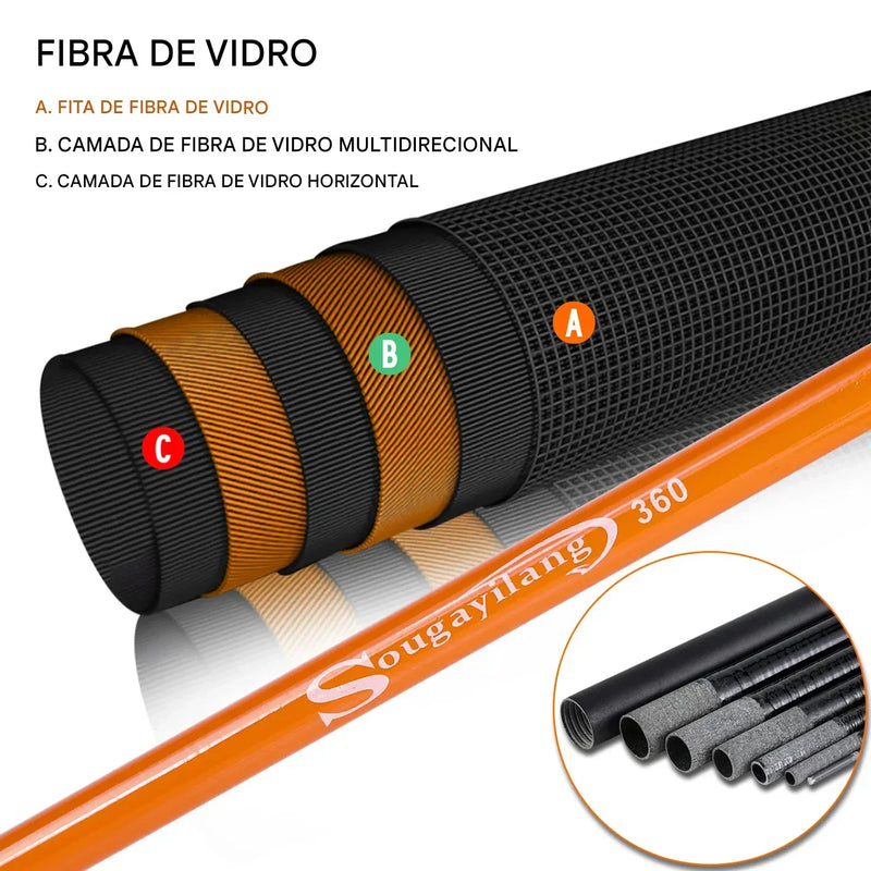 Vara de Pesca Telescópica Fibra de Vidro | Sougayilang