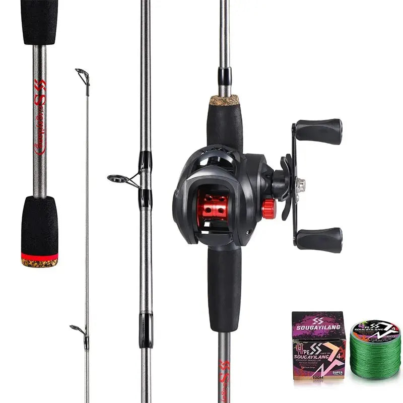 Conjunto de Vara e Carretilha Pescando Online 1,7m Carbono - Drag Máx 10kg + Linha PE Grátis Sougayilang - Pescando Online