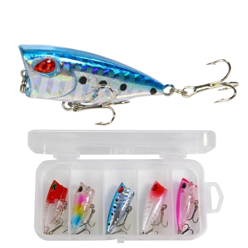 Iscas Mini Popper Superfície | Barulho Atraente | 5 Unidades