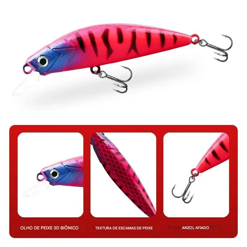 Iscas Minnow Luminosa |Afundamento Lento | 5 Unidades