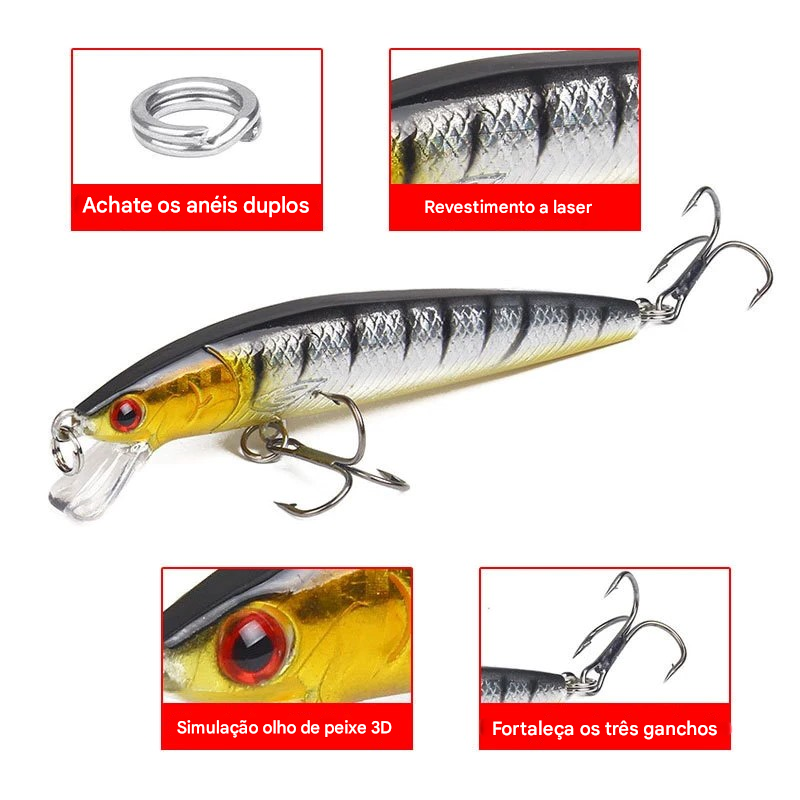 Kit 10 Iscas Artificiais Meia-Água | Trabalho Incrível na Água  | Qualidade Garantida